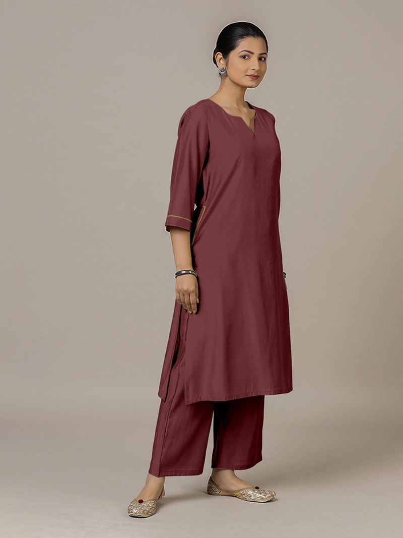 Sadaf x Rozaana | A Line Kurta in Deep Maroon with Thread Work | Coords or Only Kurta-Binks