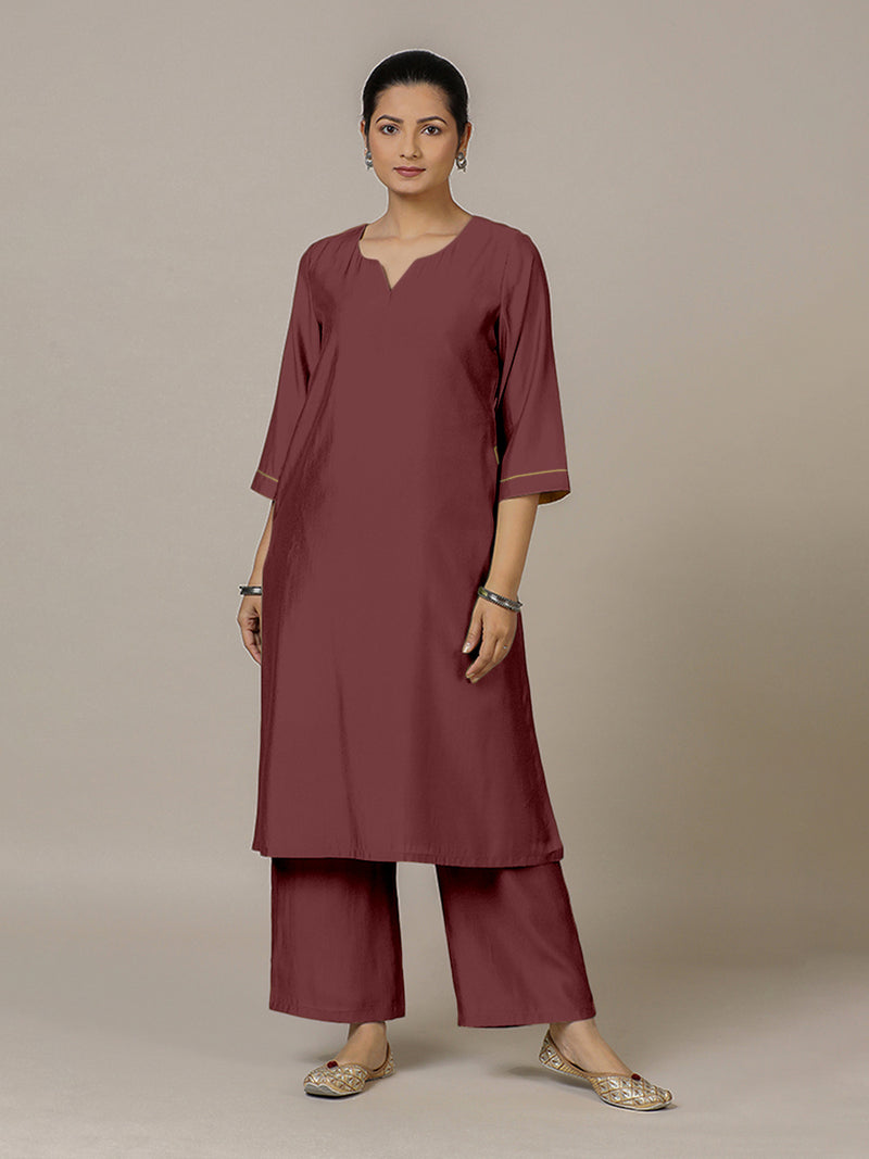 Sadaf x Rozaana | A Line Kurta in Deep Maroon with Thread Work | Coords or Only Kurta-Binks