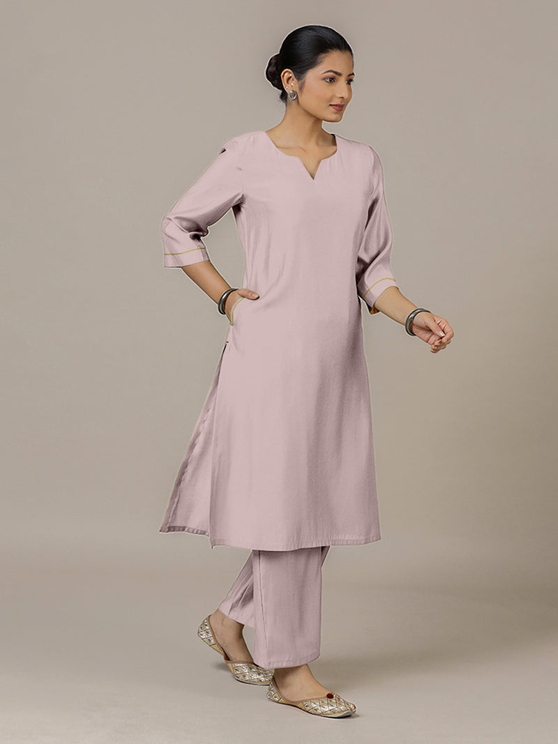 Sadaf x Rozaana | A Line Kurta in Lilac with Thread Work | Coords or Only Kurta-Binks