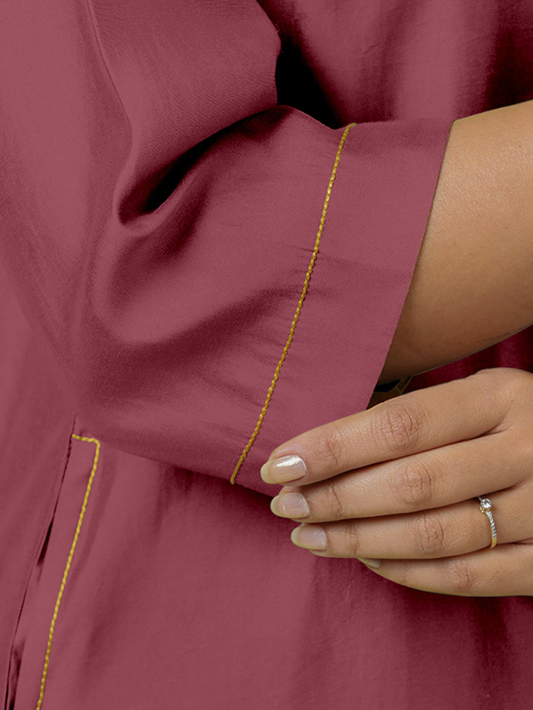 Sadaf x Rozaana Kurta, in Pink Viscose, featuring three quarter sleeves and round neck with splitline, made for daily & work.