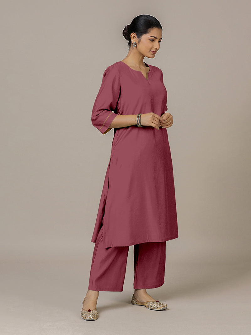 Sadaf x Rozaana | A Line Kurta in Rose Pink with Thread Work | Coords or Only Kurta-Binks