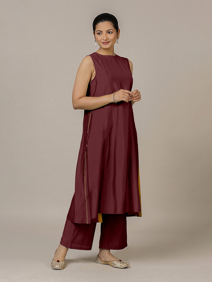 Sameera x Rozaana | A Line Kurta in Deep Maroon with Thread Work | Coords or Only Kurta