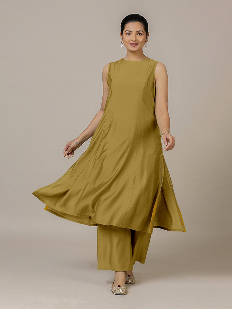 Sameera x Rozaana | A Line Kurta in Dijon Mustard with Thread Work | Coords or Only Kurta-Binks
