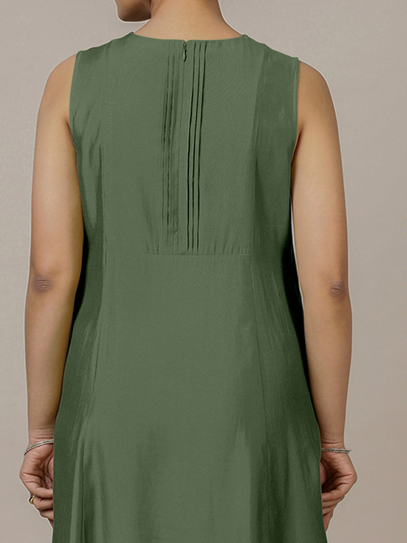 Sameera x Rozaana | A Line Kurta in Hunter Green with Thread Work | Coords or Only Kurta-Binks