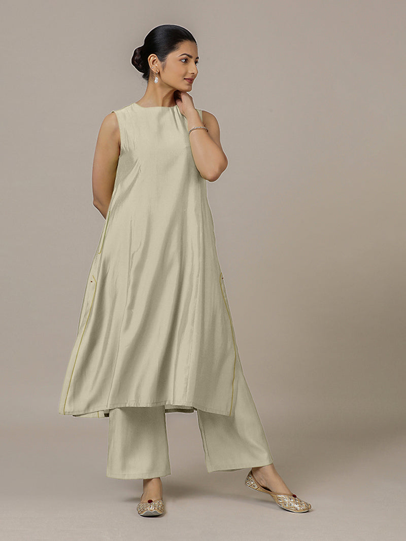 Sameera x Rozaana | A Line Kurta in Ivory with Thread Work | Coords or Only Kurta-Binks