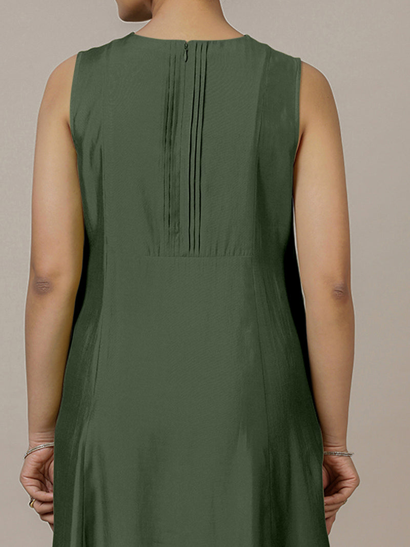 Sameera x Rozaana | A Line Kurta in Pine Green with Thread Work | Coords or Only Kurta-Binks