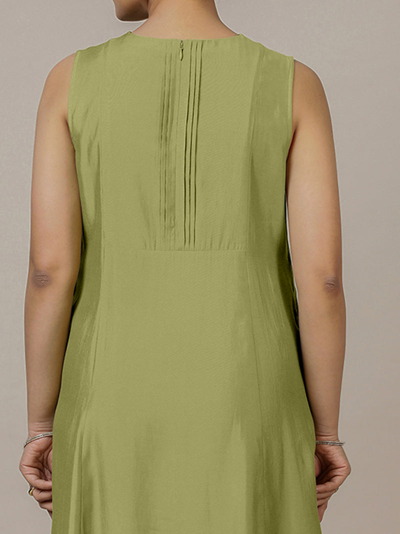 Sameera x Rozaana | A Line Kurta in Pista Green with Thread Work | Coords or Only Kurta-Binks