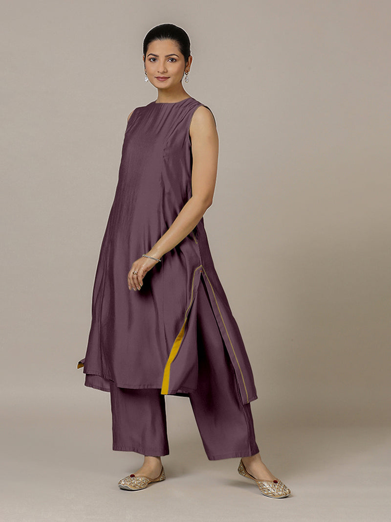 Sameera x Rozaana | A Line Kurta in Purple Mauve with Thread Work | Coords or Only Kurta-Binks