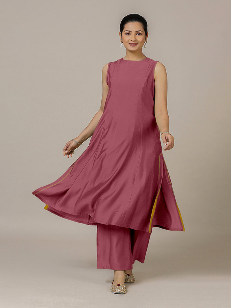 Sameera x Rozaana | A Line Kurta in Rose Pink with Thread Work | Coords or Only Kurta-Binks