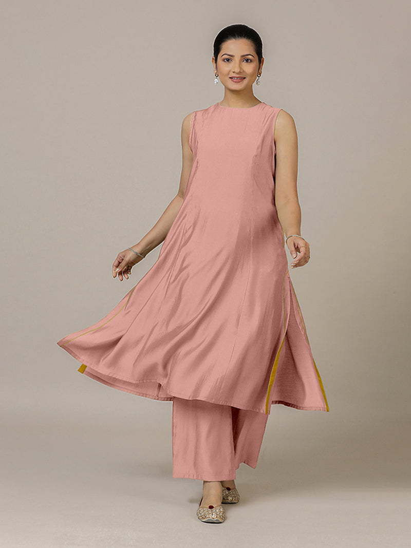 Sameera x Rozaana | A Line Kurta in Sea Pink with Thread Work | Coords or Only Kurta-Binks