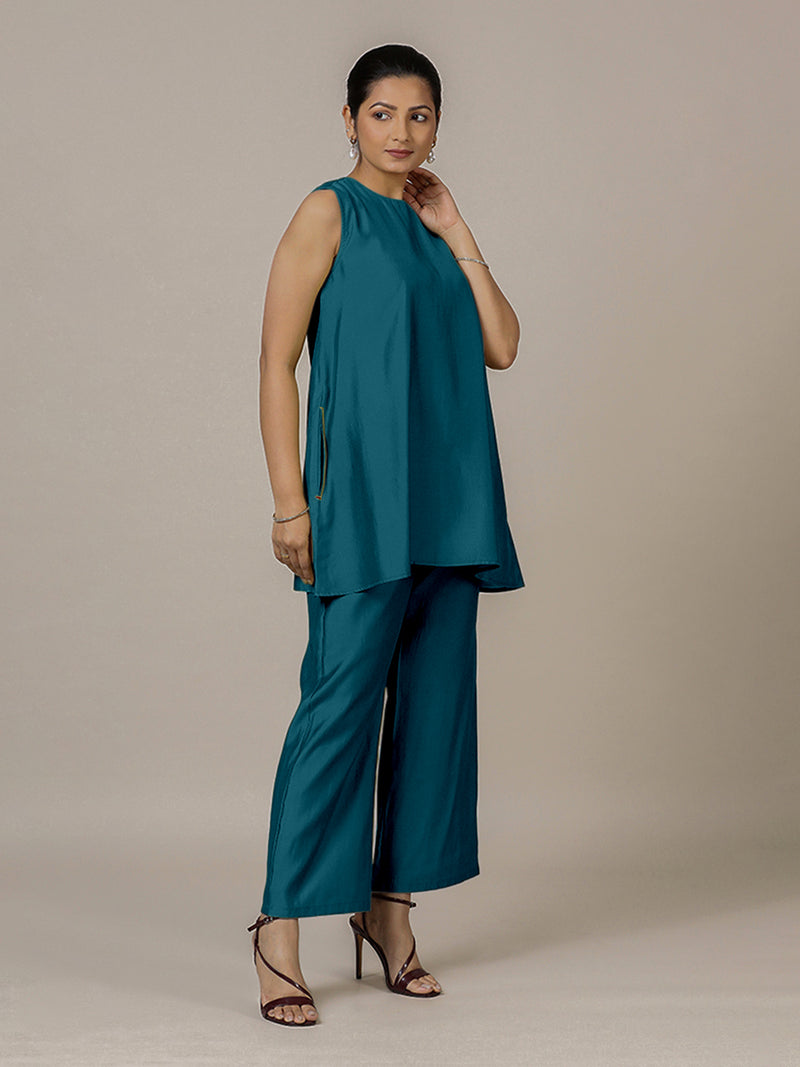 Sana x Rozaana | A Line Kurta in Crystal Teal with Thread Work | Coords or Only Kurta-Binks