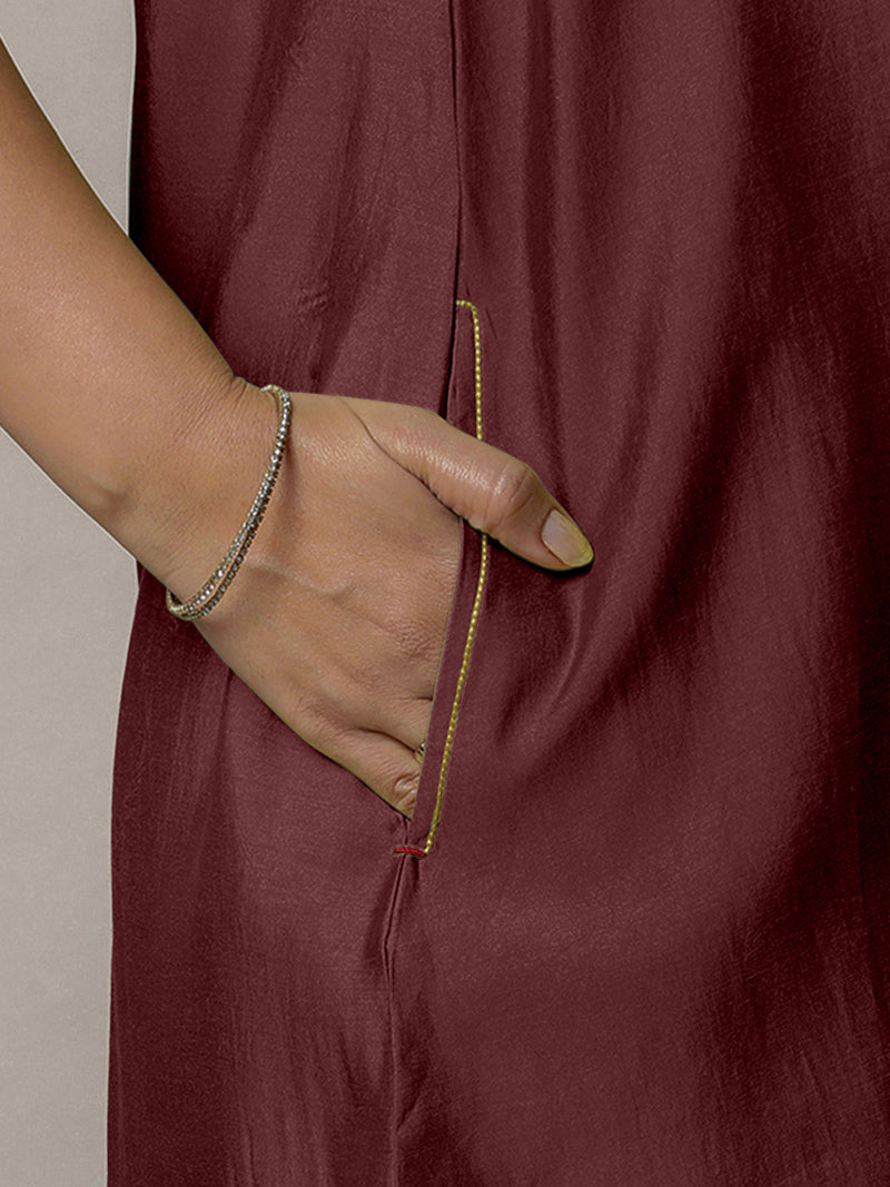 Sana x Rozaana | A Line Kurta in Deep Maroon with Thread Work | Coords or Only Kurta-Binks