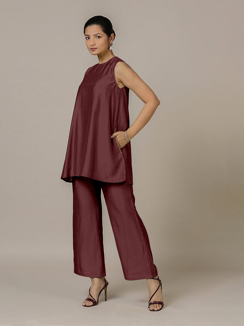 Sana x Rozaana | A Line Kurta in Deep Maroon with Thread Work | Coords or Only Kurta-Binks