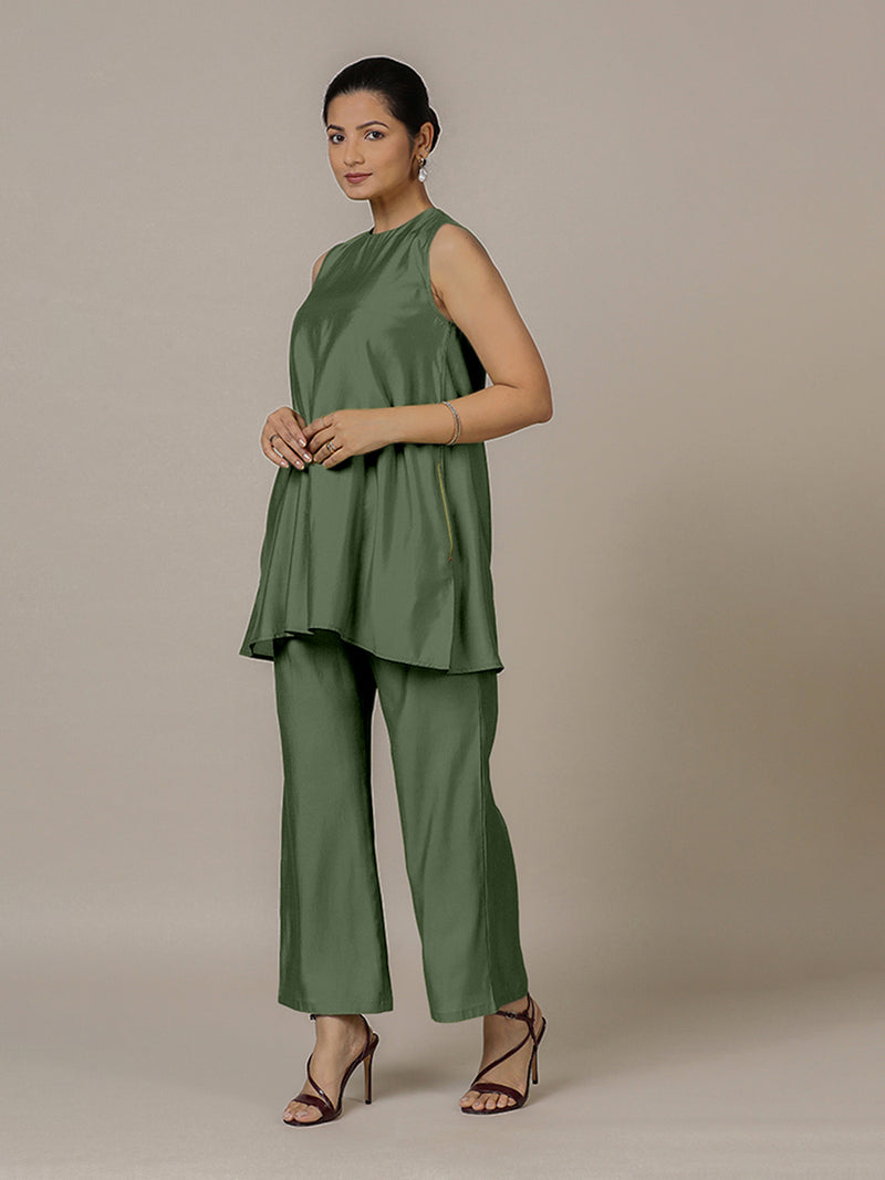 Sana x Rozaana | A Line Kurta in Hunter Green with Thread Work | Coords or Only Kurta-Binks