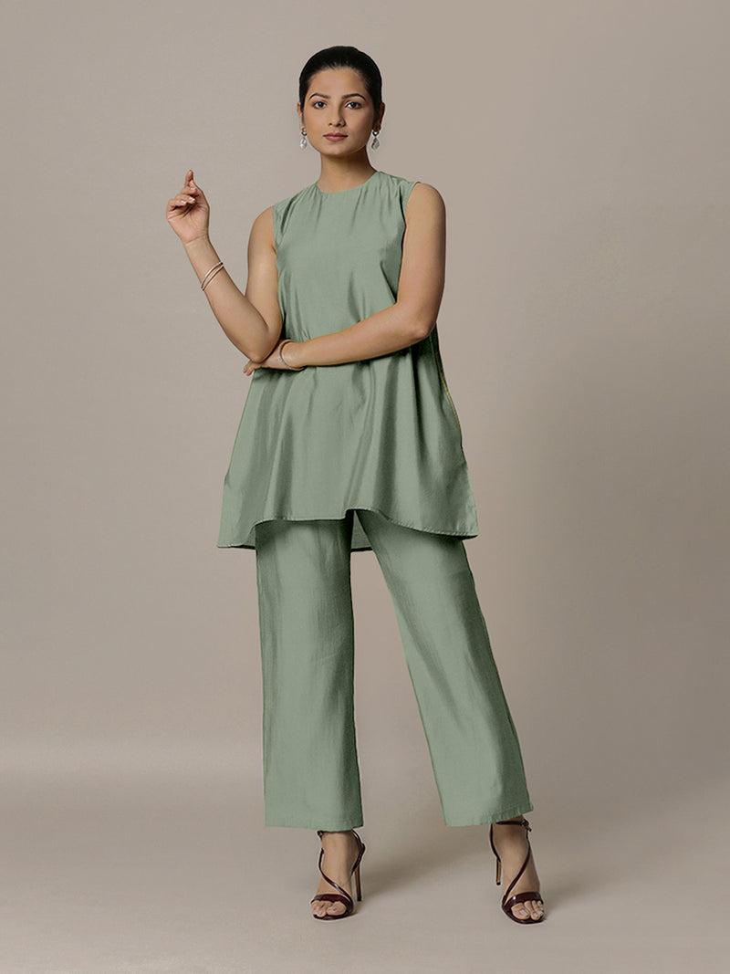 Sana x Rozaana | A Line Kurta in Mint Green with Thread Work | Coords or Only Kurta-Binks