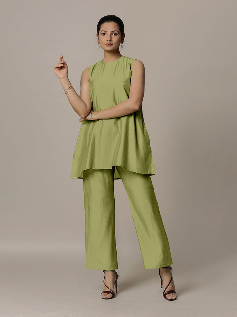 Sana x Rozaana | A Line Kurta in Pista Green with Thread Work | Coords or Only Kurta-Binks