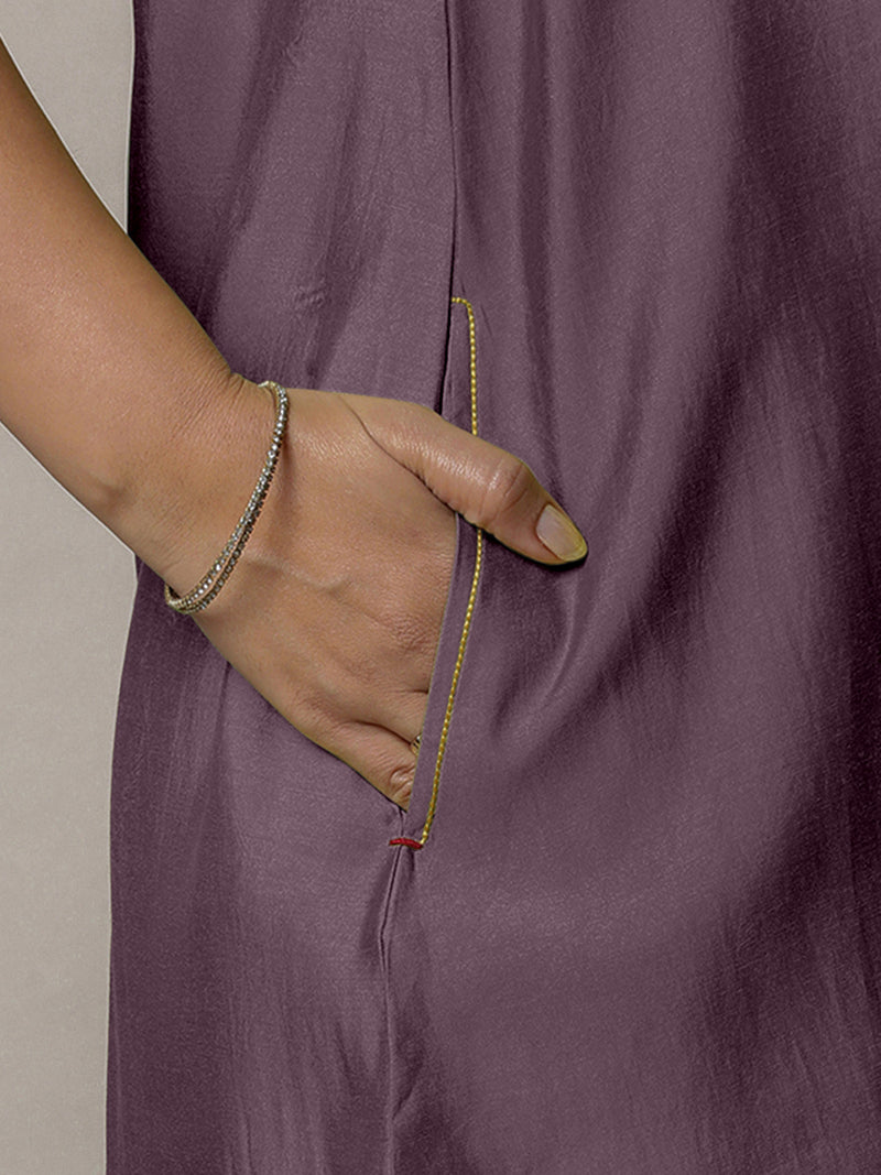 Sana x Rozaana | A Line Kurta in Purple Mauve with Thread Work | Coords or Only Kurta-Binks