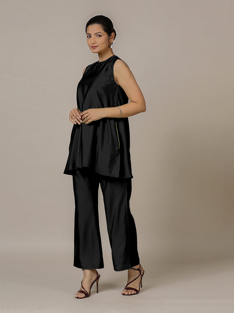 Sana x Rozaana | A Line Kurta in Raven Black with Thread Work | Coords or Only Kurta-Binks