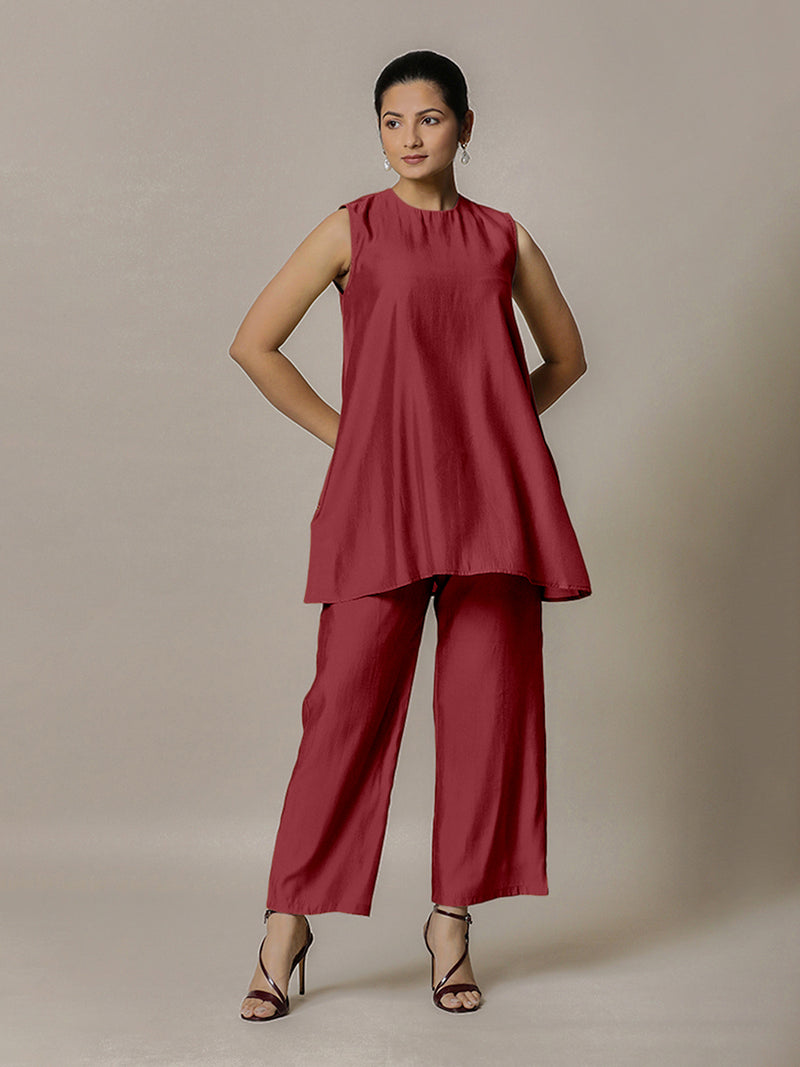 Sana x Rozaana | A Line Kurta in Scarlet Red with Thread Work | Coords or Only Kurta-Binks