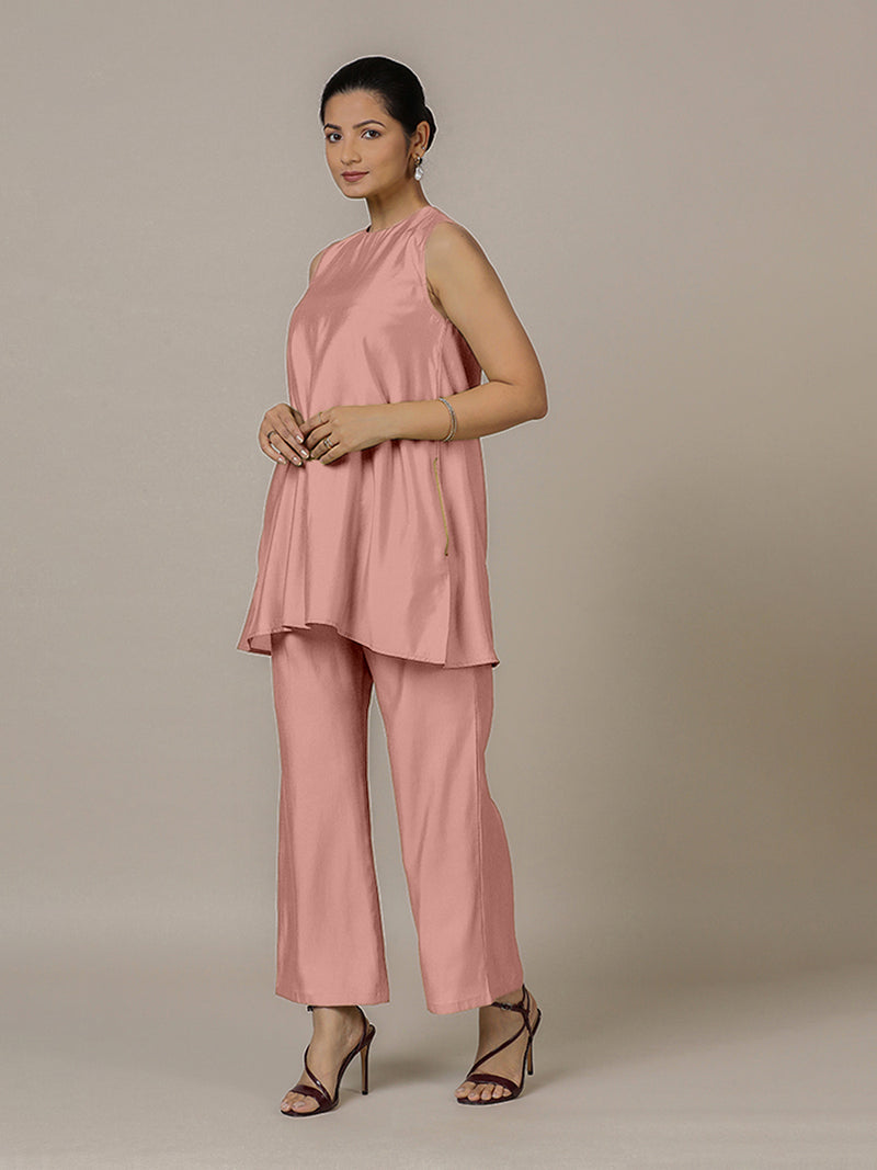 Sana x Rozaana | A Line Kurta in Sea Pink with Thread Work | Coords or Only Kurta-Binks