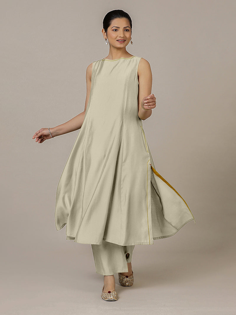 Sarah x Rozaana | A Line Kurta in Ivory with Thread Work | Coords or Only Kurta-Binks