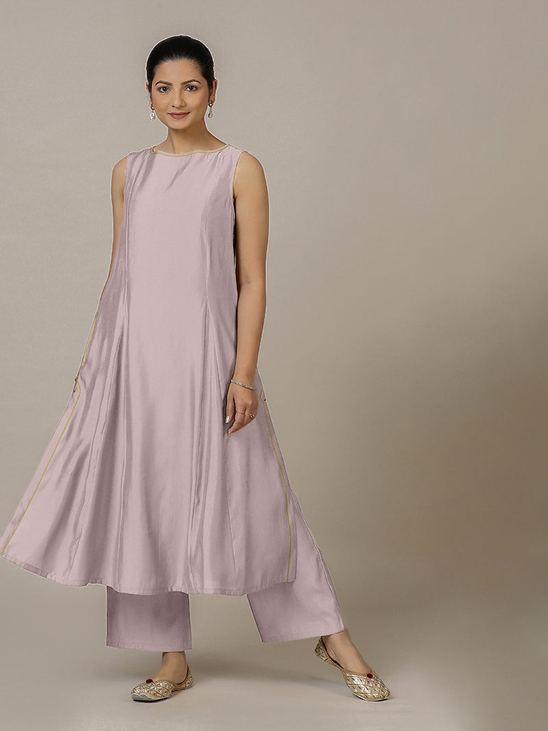 Sarah x Rozaana | A Line Kurta in Lilac with Thread Work | Coords or Only Kurta-Binks