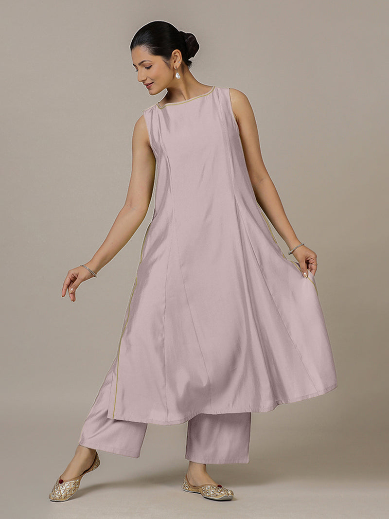 Sarah x Rozaana | A Line Kurta in Lilac with Thread Work | Coords or Only Kurta-Binks