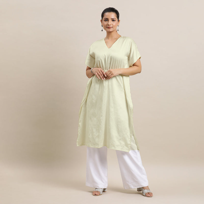 Siya x Rozaana | Kaftan Kurta in Ivory with Thread Work | Coords or Only Kurta-Binks