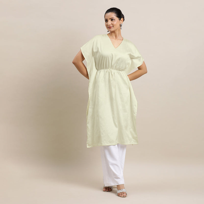 Siya x Rozaana | Kaftan Kurta in Ivory with Thread Work | Coords or Only Kurta-Binks