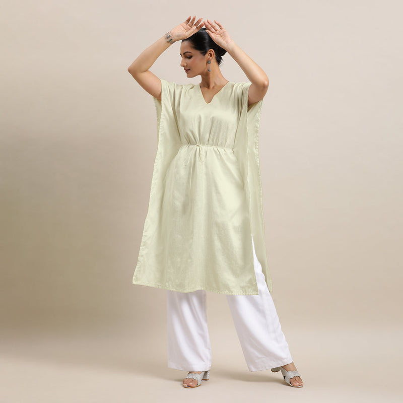 Siya x Rozaana | Kaftan Kurta in Ivory with Thread Work | Coords or Only Kurta-Binks
