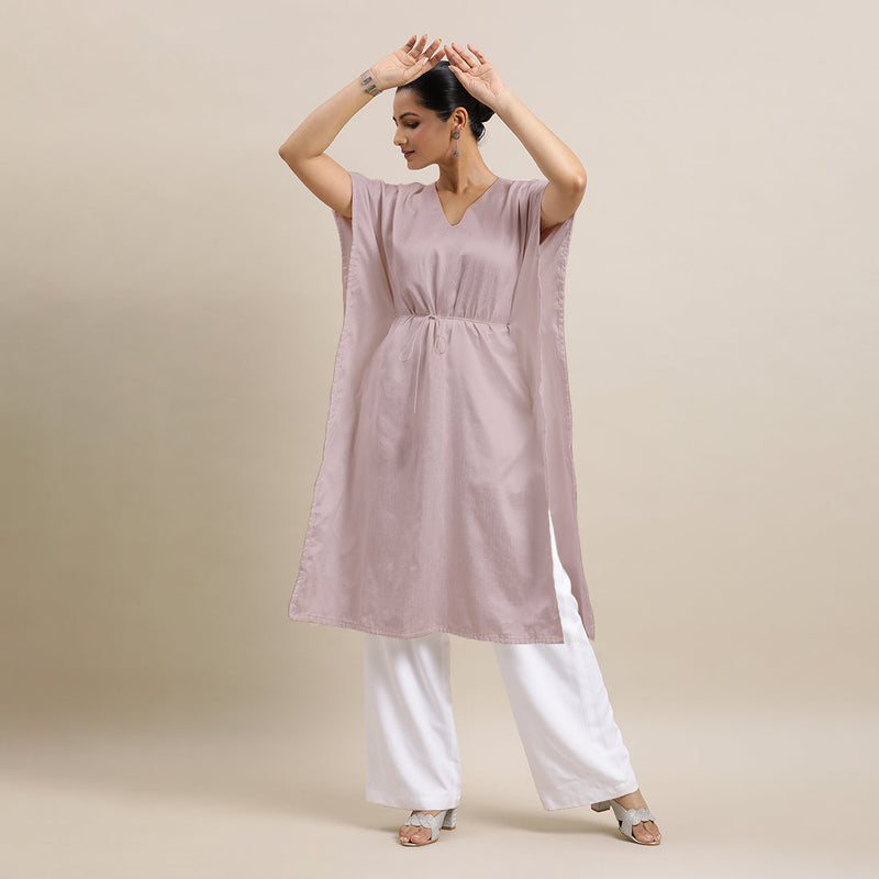 Siya x Rozaana | Kaftan Kurta in Lilac with Thread Work | Coords or Only Kurta-Binks