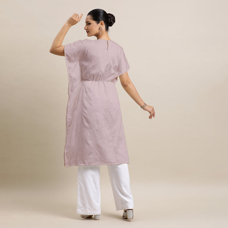 Siya x Rozaana | Kaftan Kurta in Lilac with Thread Work | Coords or Only Kurta-Binks