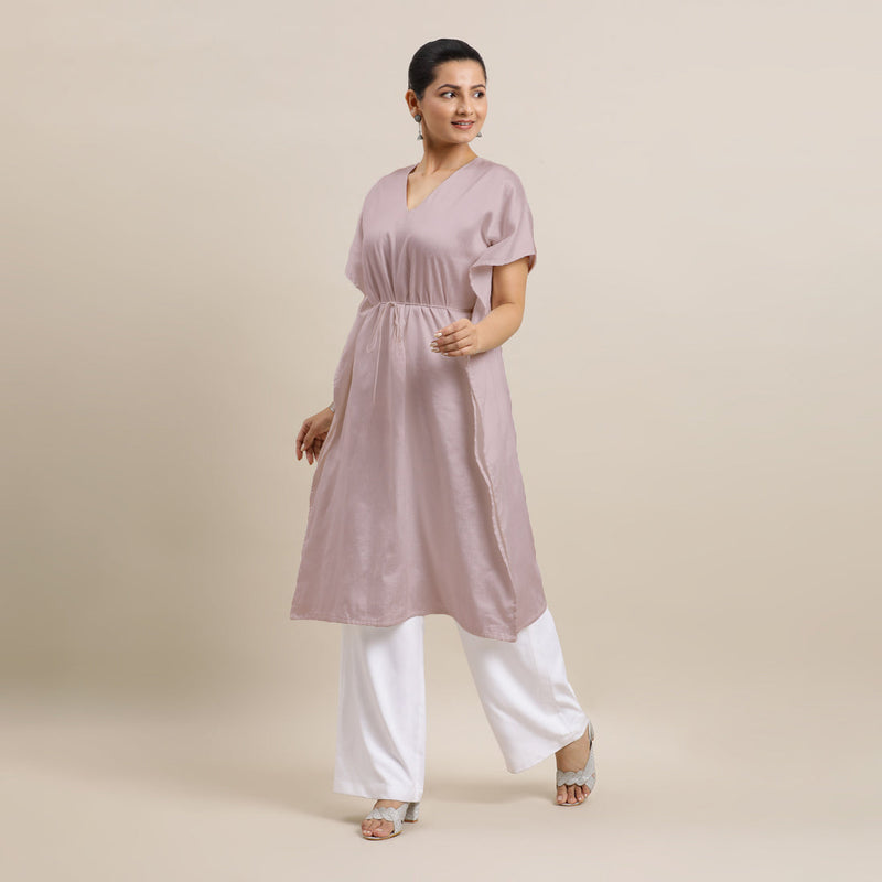 Siya x Rozaana | Kaftan Kurta in Lilac with Thread Work | Coords or Only Kurta-Binks