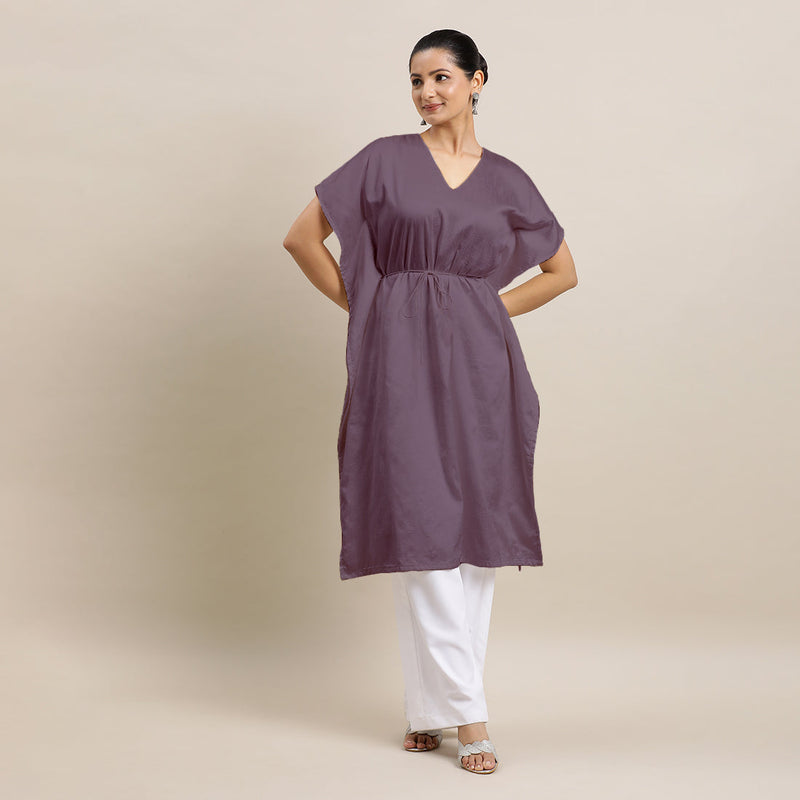 Siya x Rozaana | Kaftan Kurta in Purple Mauve with Thread Work | Coords or Only Kurta-Binks