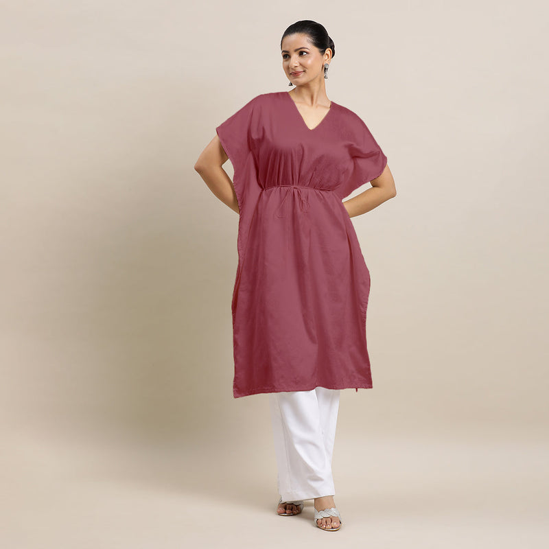 Siya x Rozaana | Kaftan Kurta in Rose Pink with Thread Work | Coords or Only Kurta-Binks