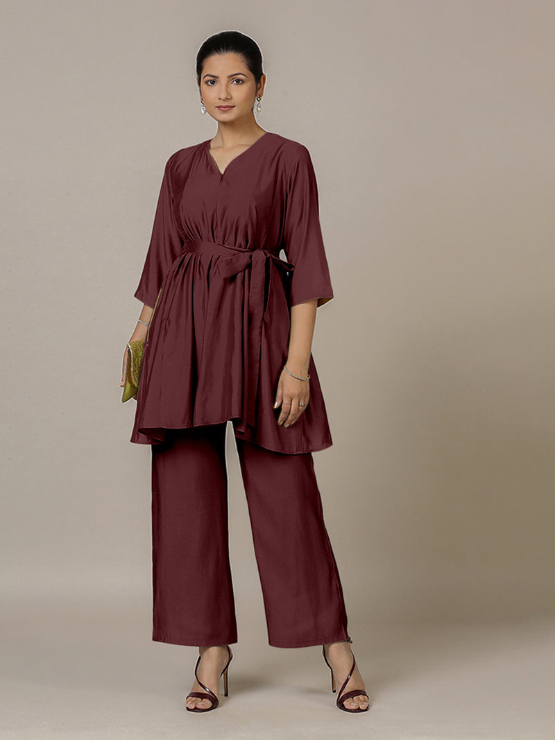 Tuhi x Rozaana | A Line Kurta in Deep Maroon with Thread Work | Coords or Only Kurta-Binks