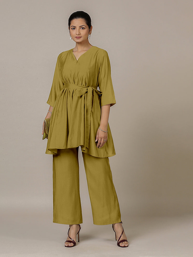 Tuhi x Rozaana | A Line Kurta in Dijon Mustard with Thread Work | Coords or Only Kurta-Binks