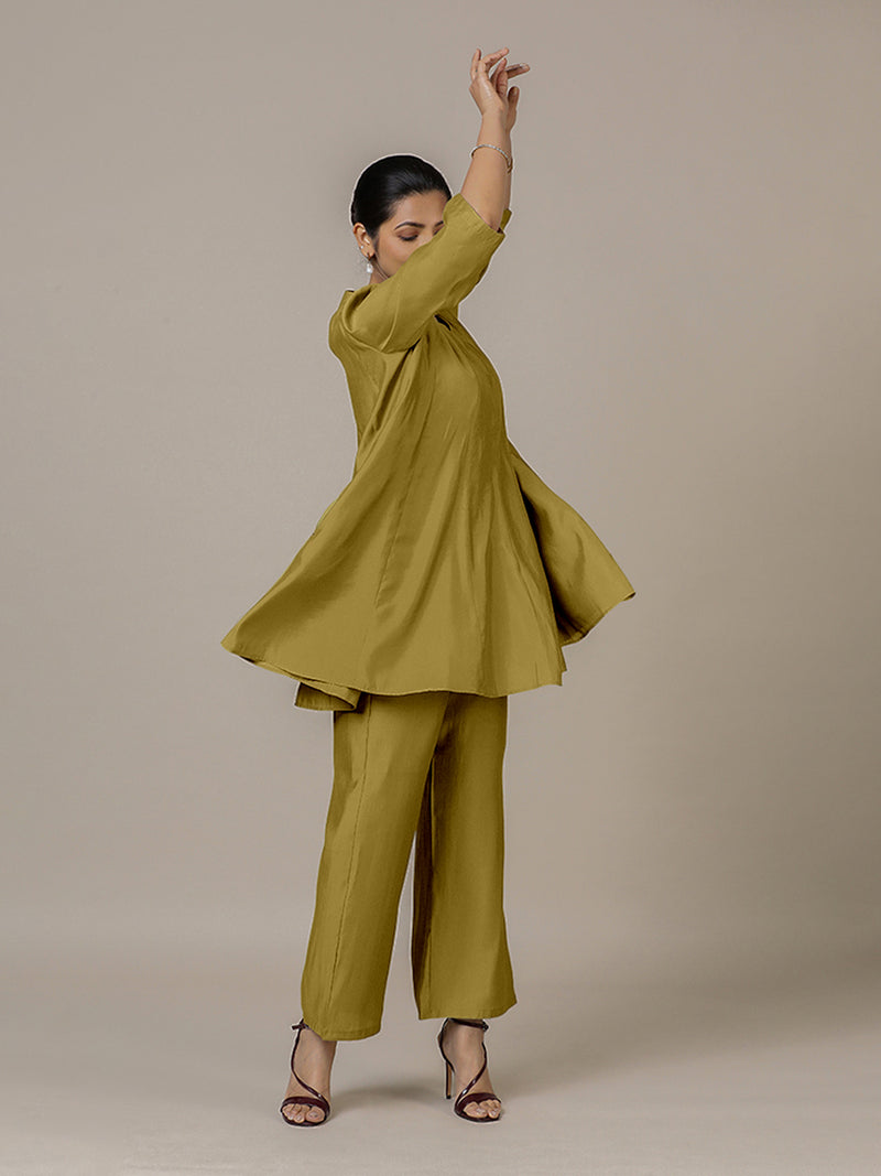 Tuhi x Rozaana | A Line Kurta in Dijon Mustard with Thread Work | Coords or Only Kurta-Binks