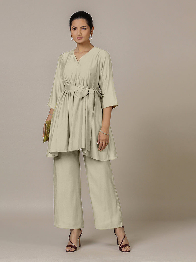 Tuhi x Rozaana | A Line Kurta in Ivory with Thread Work | Coords or Only Kurta-Binks