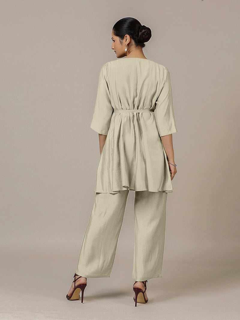 Tuhi x Rozaana | A Line Kurta in Ivory with Thread Work | Coords or Only Kurta-Binks