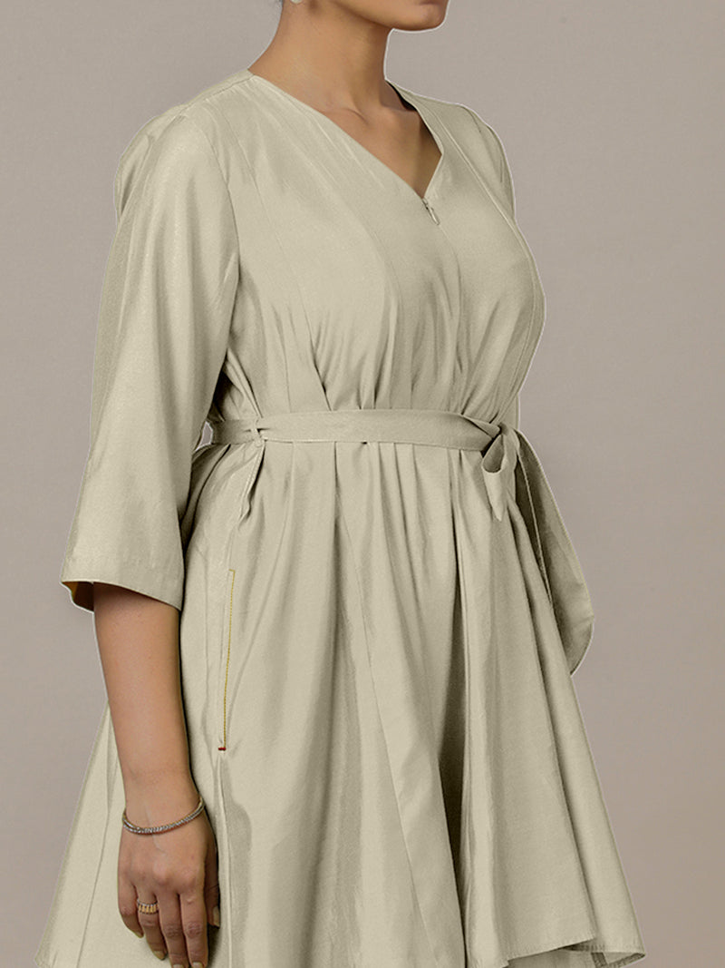 Tuhi x Rozaana | A Line Kurta in Ivory with Thread Work | Coords or Only Kurta-Binks