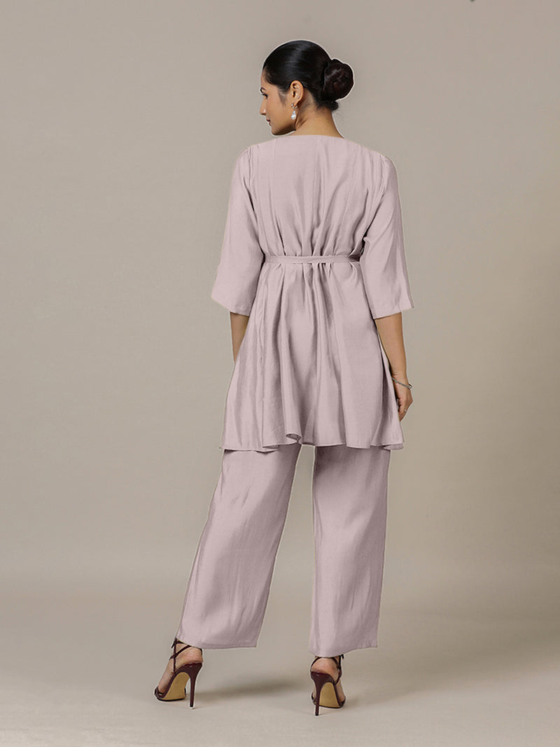 Tuhi x Rozaana | A Line Kurta in Lilac with Thread Work | Coords or Only Kurta-Binks