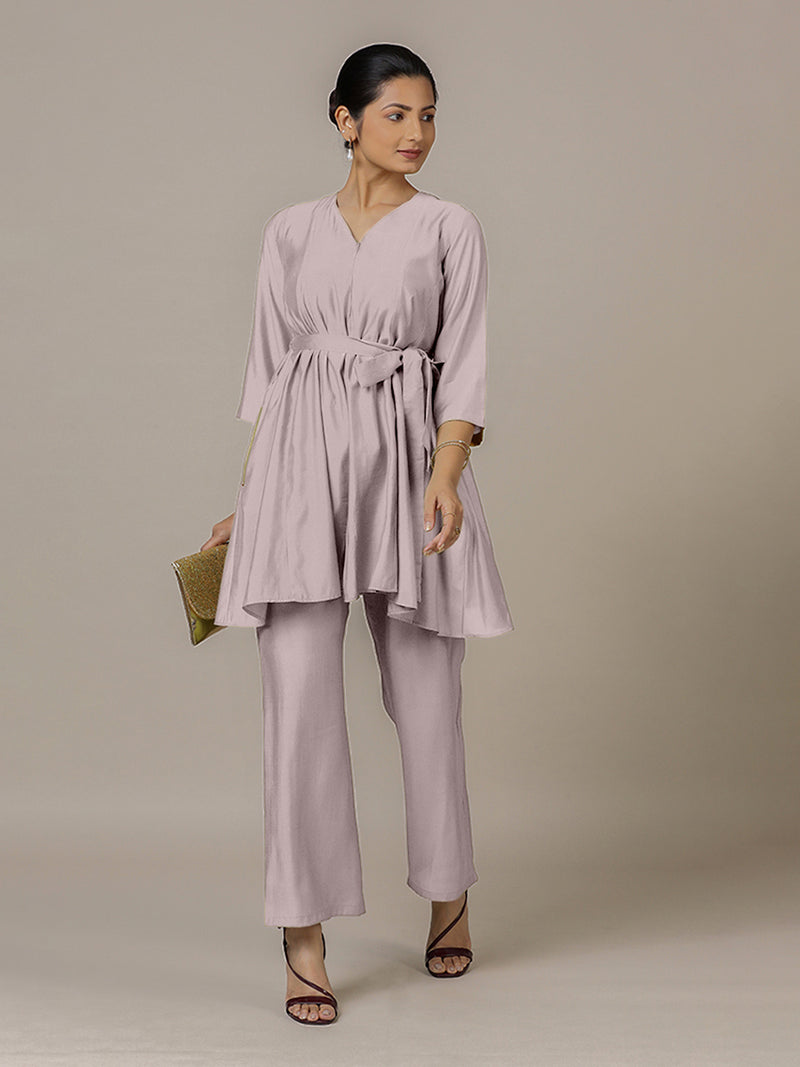 Tuhi x Rozaana | A Line Kurta in Lilac with Thread Work | Coords or Only Kurta-Binks