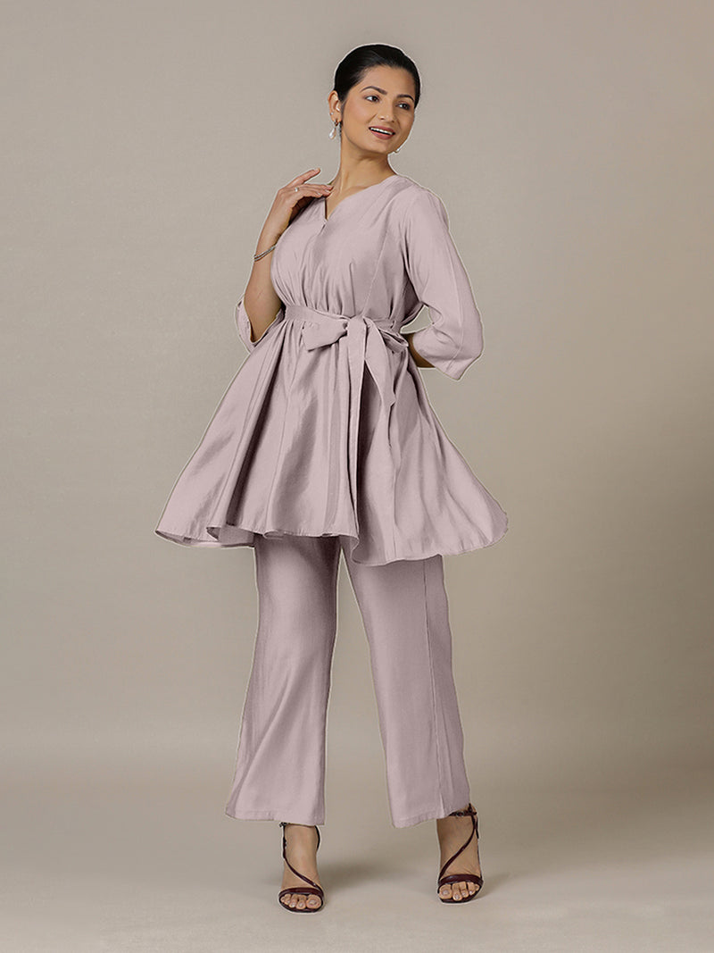 Tuhi x Rozaana | A Line Kurta in Lilac with Thread Work | Coords or Only Kurta-Binks