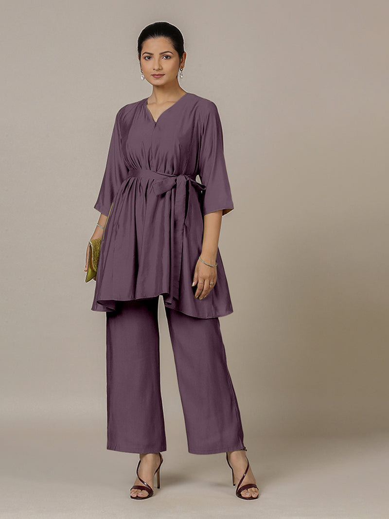 Tuhi x Rozaana | A Line Kurta in Purple Mauve with Thread Work | Coords or Only Kurta-Binks