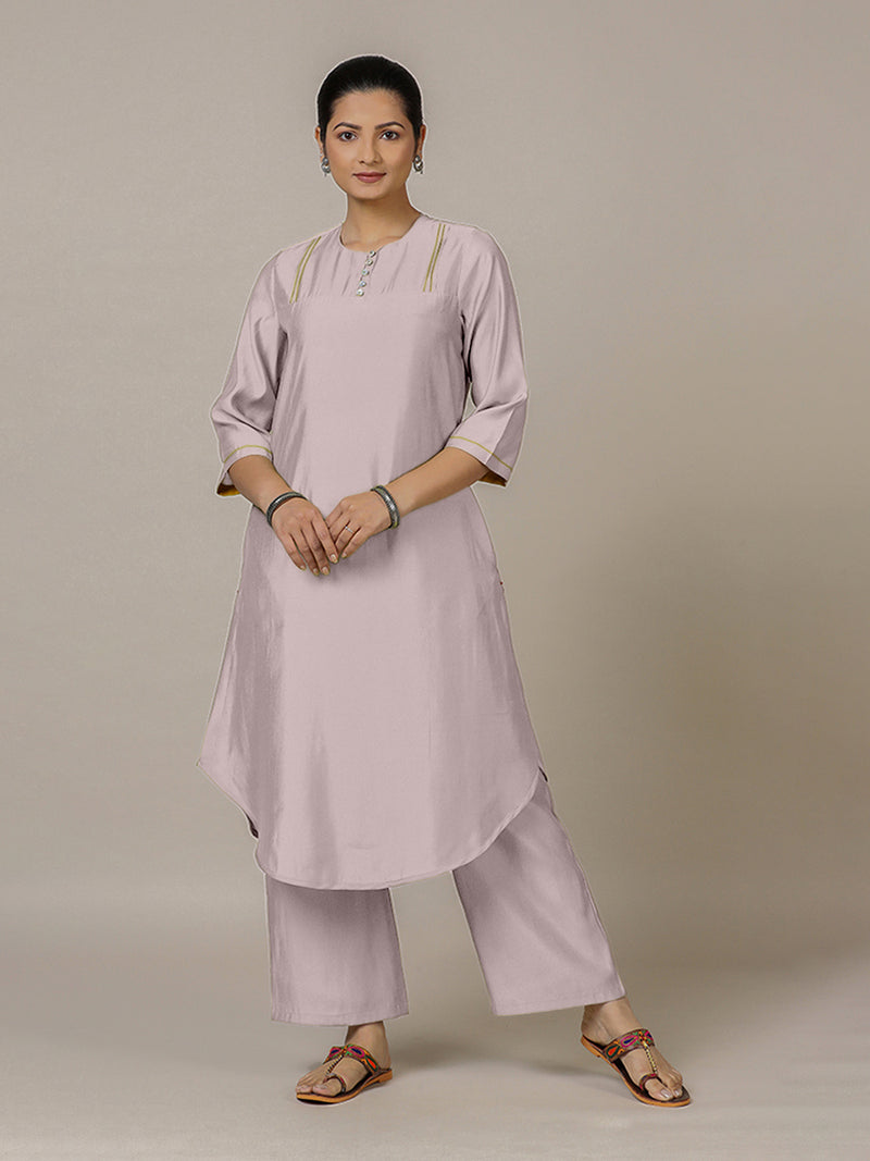 Urvi x Rozaana | A Line Kurta in Lilac with Thread Work | Coords or Only Kurta-Binks