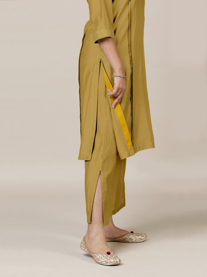 Vanya x Rozaana | A Line Kurta in Dijon Mustard with Thread Work | Coords or Only Kurta-Binks
