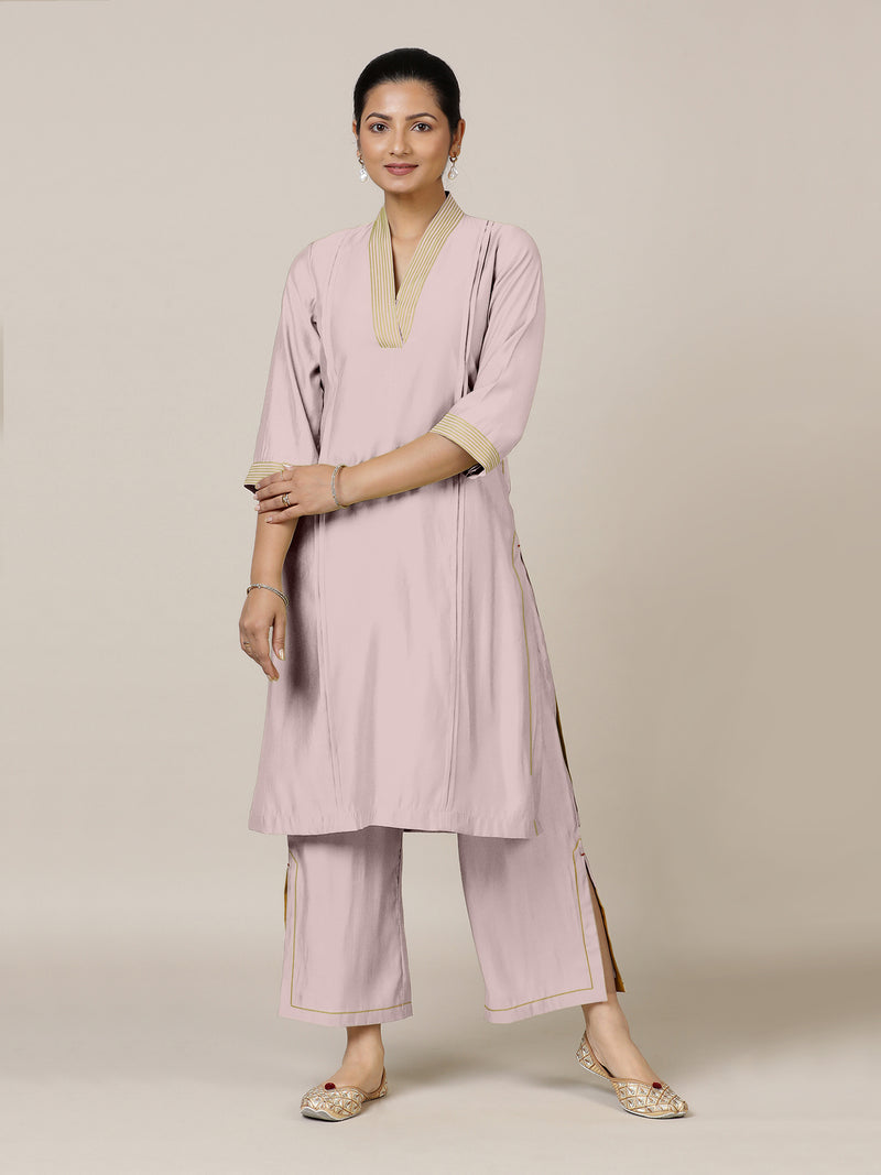 Vanya x Rozaana | A Line Kurta in Lilac with Thread Work | Coords or Only Kurta-Binks