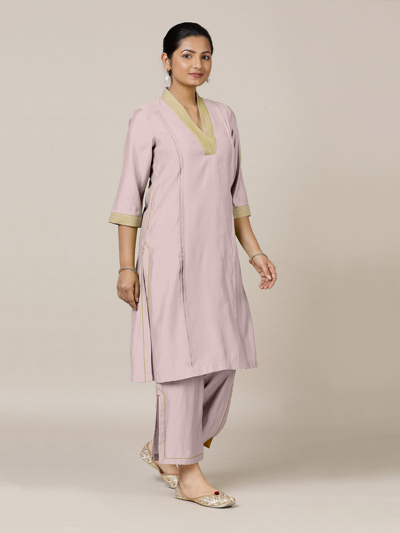 Vanya x Rozaana | A Line Kurta in Lilac with Thread Work | Coords or Only Kurta-Binks