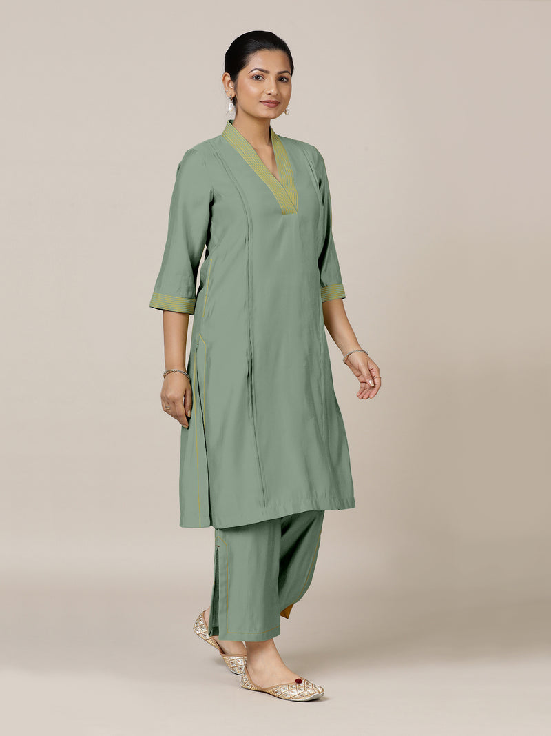 Vanya x Rozaana | A Line Kurta in Mint Green with Thread Work | Coords or Only Kurta-Binks